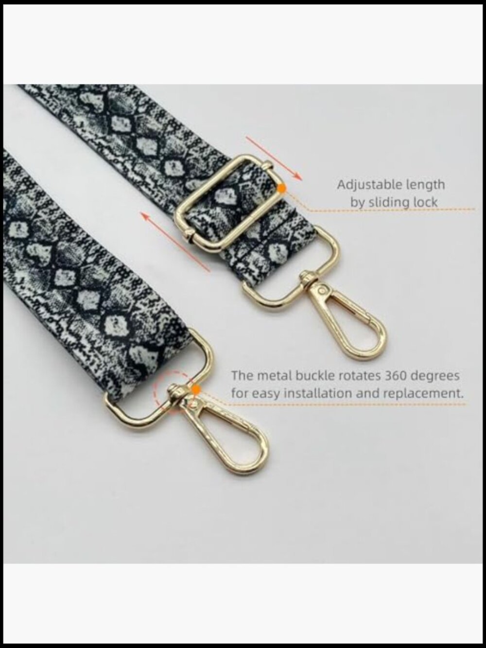 Canvas Purse Strap 2" Wide Adjustable Crossbody Guitar Strap Gold Buckle - Picture 3 of 4